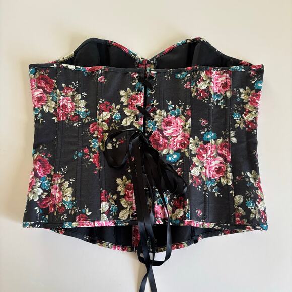 Alivia y Fashion Simone Plus Size Black Floral Print Clasp Corset Top Size 3X - Picture 4 of 8